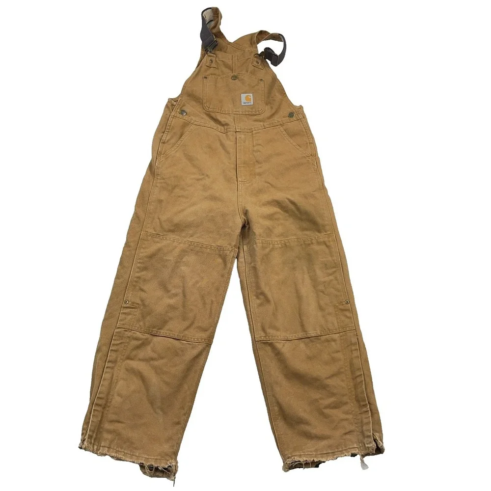 Carhartt Bibs Youth 10 Insulated Overalls Duck Tan Canvas Double Knee 30x22